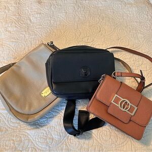 Lot of 3 Cute Purses Cream Michael Kors, Brown Guess & Black Aldo Fanny Pack EUC